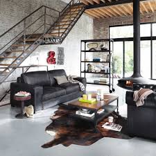 Canape Vintage 3 Places En Cuir Noir Maisons Du Monde Canape Cuir Noir Canape Maison Du Monde Decoration Salon Canape Noir