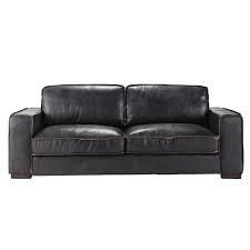 Canape Vintage 3 Places En Cuir Noir Maisons Du Monde Canape Vintage Cuir Noir Lit 3 Places