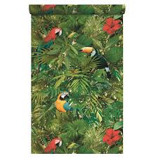 Papier Peint Expanse Sur Papier Tropic Vert Perroquet Papier Peint Perroquet Castorama