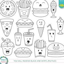 Kawaii Fast Food Digital Stamp Fast Food Clipart Cute Fast Food Kawaii Food Line Ar Selos Digitais Ideias Para Caderno De Desenho Desenhos Fofos E Faceis