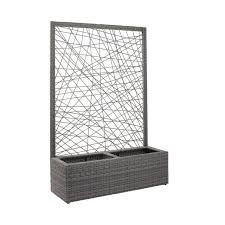 Jardiniere Avec Treillis En Rotin Sulana Gris Treillis Deco Mur Exterieur Treillis Jardin