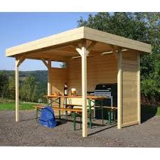 Carport Barbecue En Pin Brut 344x258 8cm Rurain 19mm Solid Carport Toit Plat Cuisine Exterieure Avec Barbecue Belvedere