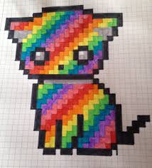 Chat Multicolore Pixel Art Chat Dessin Pixel Art Multicolore