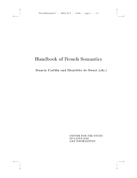 Pdf Handbook Of French Semantics