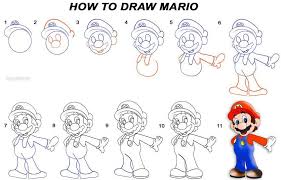 How To Draw Mario Step By Step Coloring Page Dessin De Mario Comment Dessiner Mario Tutoriel De Dessin