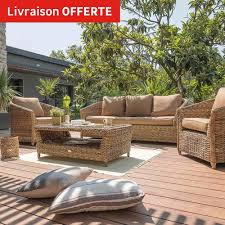 Salon Bas De Jardin Havana Resine Tressee Naturelle Leroy Merlin Mobilier Jardin Salon De Jardin Salon De Jardin Exterieur