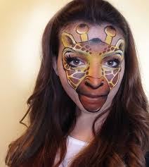 Giraffe Gesichtsbemalung Braun Gelb Fasching Make Up Fasching Carnival Schminkgesichter Schminkvorlagen Bemalte Gesichter