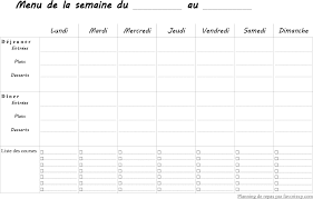 Modele De Menu De La Semaine Planning Semainier De Repas A Imprimer En Noir Blanc Planificateur De Repas Imprimable Planificateur Repas Planning