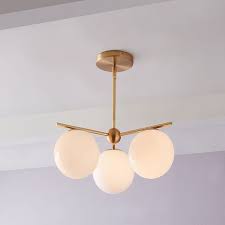 Sphere Stem 3 Light Chandelier Milk Bedroom Ceiling Light Chandelier Lighting 3 Light Chandelier