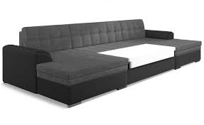Canape D Angle Convertible Vento Simili Noir Et Tissu Gris Fonce Canape Angle Convertible Canape Angle Et Canape En U Convertible