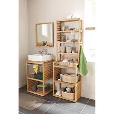 Meuble Sous Vasque Natural Imitation Bambou 60x50cm Vasque Edge Spa Interior Design Bathroom Storage Shelves Bathroom Decor