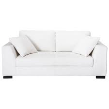 Maison Du Monde Canape 2 3 Places En Cuir Blanc Terence Dimensions Cm H 79 X L 190 X Pr 99 Canape Angle Convertible Canape Convertible Canape Angle Blanc