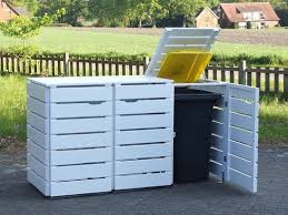 3er Mulltonnenbox Aus Holz Fur 120 L 240 L Tonnen Farbe Deckend Geolt Weiss Mit Bildern Mulltonnenbox Holz Mulltonnenbox Mulltonnenverkleidung Holz