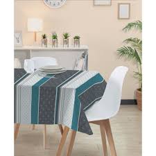 Nappe Rectangulaire Toile Ciree Carreau De Ciment Gris Et Bleu Nappe Linge De Table Linge De Maison Gifi