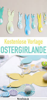 Ostergirlande Basteln Diy Bastelidee Fur Ostern Mit Osterhasen Vorlagen Meinestube In 2020 Basteln Ideen Ostern Osternest Basteln Osterhasen Girlande Basteln
