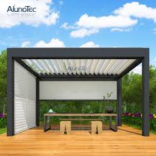Hot Item Automatic Patio Opening Cover Garden Gazebo Shelter Aluminum Pergola With Led And Side Screen In 2020 Aluminum Pergola Garden Gazebo Pergola Patio