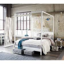 Letto A Baldacchino 160 X 200 Bianco Sporco In Pino Maisons Du Monde Cloison Cloison Coulissante Cloison Amovible