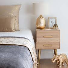 Table De Chevet 2 Tiroirs Dore Mat Table De Chevet Deco Chambre Parents Meuble Chambre A Coucher
