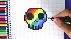 Pixel Tete De Mort Arc En Ciel Youtube Tortue Dessin Pixel Art Kawaii Dessin Pixel