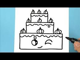 Comment Dessiner Un Gateau D Anniversaire Kawaii Youtube Easy Drawings Drawings Simple Doodles