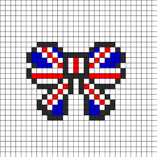 Union Jack British Flag Bow Perler Perler Bead Pattern Bead Sprites Misc Fuse Bead Patterns I Jus Modeles De Crochet Point De Croix Dessin Pixel
