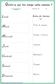 Modele De Menu De La Semaine Vierge Planning Avec Liste De Courses Sous Forme De Semainier De Repas Planning Menu Semaine Menu Semaine Planning