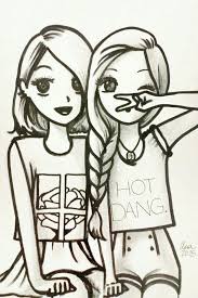 Coloriage De 2 Meilleure Amie Drawings Of Friends Bff Drawings Best Friend Drawings