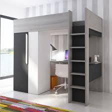 Lit Combine 90x200 Enfant Ultra Moderne Coloris Bois Et Graphite En 2020 Chambre Ado Lit Chambre Lit Mezzanine Lit A Etage