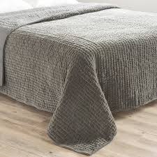 Boutis Pique En Velours Gris 240 X 260 Cm Dessus De Lit Couvre Lit Moderne Linge De Chambre