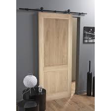 Ensemble Porte Coulissante Bruges Plaque Chene Rail Bolero 2 Noir En Aluminium Porte Galandage Porte Coulissante Porte Interieure