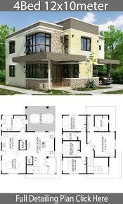 Home Design Plan 12x10m With 4 Bedrooms 12x10m 4 Bedrooms Design Home Plan With Plan Architecture Maison Plan Maison Architecte Plan De Maison Villa
