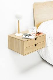 Table De Chevet Flottante Avec 2 Tiroirs En Chene Massif Mi Siecle Moderne Floating Nightstand Vintage Industrial Furniture Floating Bedside Table