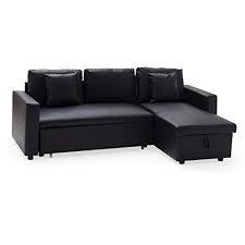 Happy Garden Canape D Angle Convertible Simili Cuir Clark 3 Places Noir Canape Convertible Canape Angle Convertible Canape Angle