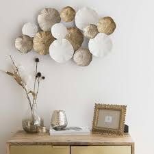 Deco Murale En Metal Dore Et Blanc 45x69 Maisons Du Monde Deco Murale Decoration Murale Metal Decoration Murale Salon