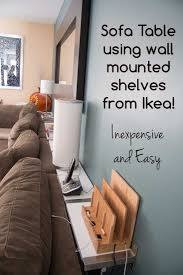 Building A Sofa Table Using Ikea Ekby Wall Mounted Shelves Built In Sofa Ikea Shelves Ikea Hack