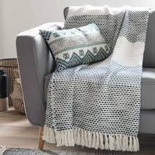 Cotton Cushion Cover With Jacquard Motifs 50 X 30 Cm Maisons Du Monde Relooking Canape Lit Maison Du Monde Jete De Canape