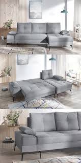 Superbe Canape D Angle En Tissus Couleur Gris Clair Avec Meridienne Pieds Noirs En Metal P Canape Angle Convertible Canape Angle Canape Deux Places Convertible