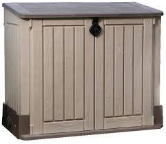 Coffre De Rangement Exterieur Taupe Beige 845 L Brico Depot Coffre Rangement Exterieur Rangement Exterieur Coffre De Rangement Jardin