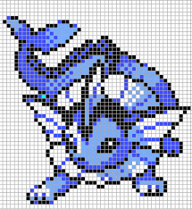 Vaporeon Ii By Hama Girl Pixel Art Pattern Pixel Art Pokemon Pixel Art Grid