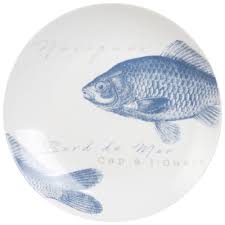 Assiette En Porcelaine Imprime Poisson Maisons Du Monde Voor Het Huis Porselein Blauw