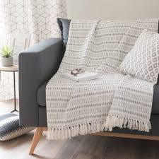 Coimbra Jete En Coton Gris 160 X 210 Cm Jete De Canape Tapis Salon Couleur De Salle De Sejour