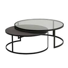 2 Tables Basses Gigognes Eclipse En Verre Trempe Et Metal Noir Maisons Du Monde Tables Gigognes Table Basse Verre Table Basse Gigogne Maison Du Monde