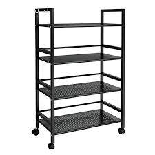 Langria Chariot De Service Auxiliaire Desserte A Roulettes 4 Tablettes En Metal Avec Pieds Roues Interchangeables Inclus Treillis Metallique Roulette Tablette