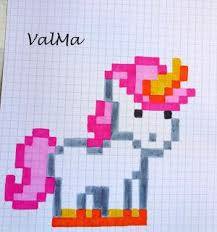 Les Creas De Valma Dessin Petit Carreau Pixel Art Licorne Et Dessin Pixel