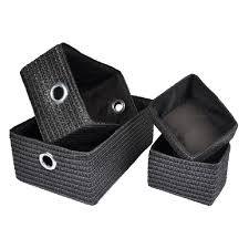 Set De 4 Paniers Tresses Home Noir Gifi 808240x Panier Tresse Panier A Linge Panier Plastique