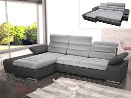 Canape D Angle Convertible En Tissu Et Simili Mirabeau Bicolore Gris Anthracite Angle Gauche Canape Angle Convertible Canape Angle Canape