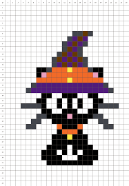 Chat Halloween Pixel Art Fond Blanc Grille Pixel Art Chat Halloween Pixel Art