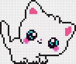 Cute Kitty Perler Bead Pattern Bead Sprite Dessin Petit Carreau Perle A Repasser Modeles Pixel Art Animaux Mignon