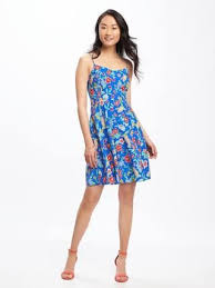 Fit Amp Flare Cami Dress For Women Old Navy Navy Floral Dress Navy Dress Outfits Womens Dresses