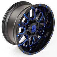 Black And Blue Wheels For Trucks 18x9 Xd 820 Grenade Satin Black Milled W Blue Tint Xd82089058918 Black Rims Truck Truck Rims Black Truck